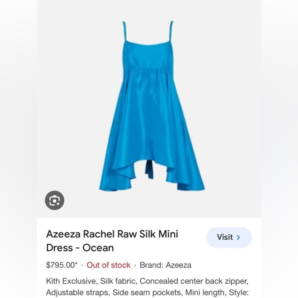 Azeeza Rachel Raw Silk Mini Dress - Ocean